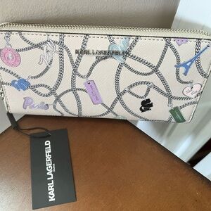 Karl Lagerfeld Cream Wallet with Modern Geometric Design